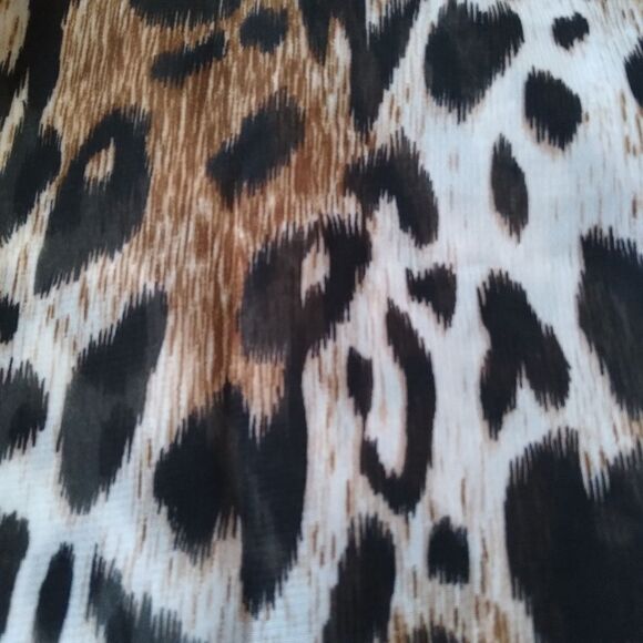 Brenda's Brown & Black Sheer Leopard Pattern 3/4 Sleeve Blouse Women's Medium - Picture 9 of 13